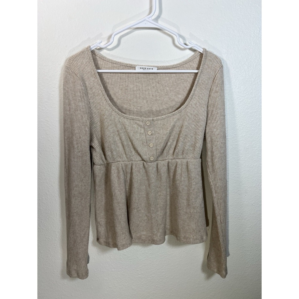Good Days Project XL Babydoll Milkmaid Soft Textured Beige Long Sleeve